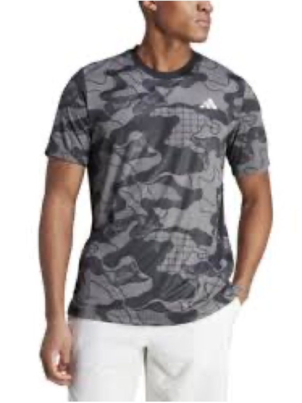 adidas Men’s Gray Camo Short Sleeve Athletic Tee